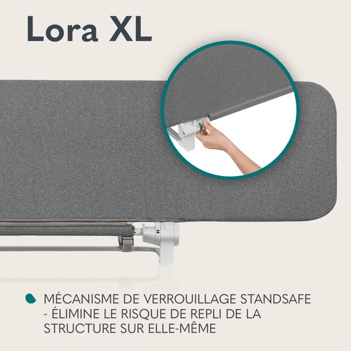 Sponda di protezione per lettino LIONELO Lora XL - 150 x 45 cm - Pieghevole - Struttura sicura e stabile - Leggera - Borsa per il trasporto - Beige