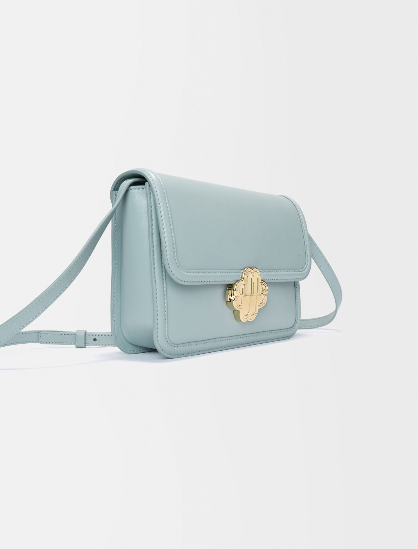 Clover-celadon leren tas met sluiting