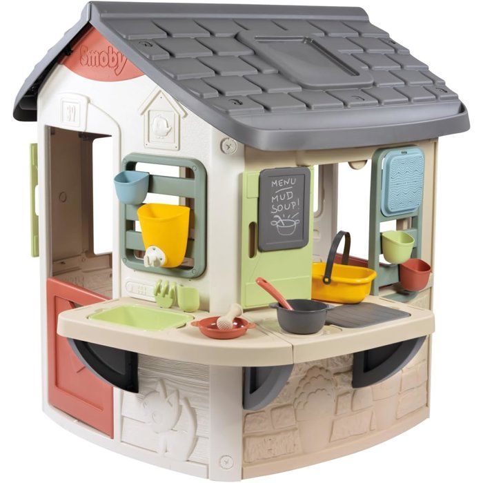 Smoby Life - Mud Cooking House - Fabriquée en France - Matière Recyclée - 16 accessoires - Dès 2 ans