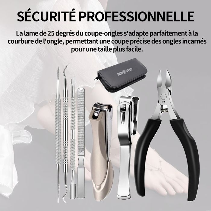 Kit para manicure e pedicure - conjunto de cortadores de unha de 7 peças - INNOVTEC - para unhas grossas, duras e encravadas - cortador de unha de precisão
