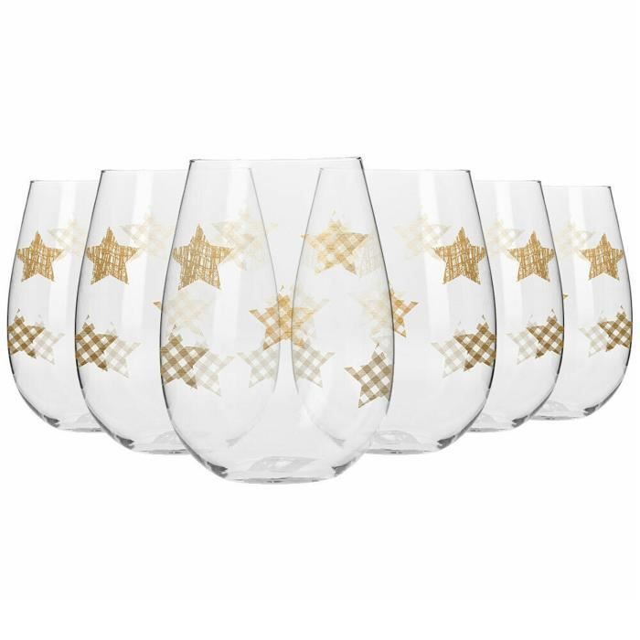 Krosno Grand Verre à Vin Blanc, Eau, Jus sans Pied - Lot de 6 Verres - 500 ml - Collection Star - Lavable au Lave-Vaisselle
