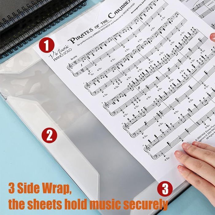 A4 Music Sheet Binder - 60 Spiral-Bound Pages, Purple - Allows Direct Annotation