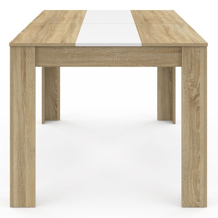Vaste rechthoekige eettafel - IDMARKET - GEORGIA - Hout en wit - 6 personen - 140 cm