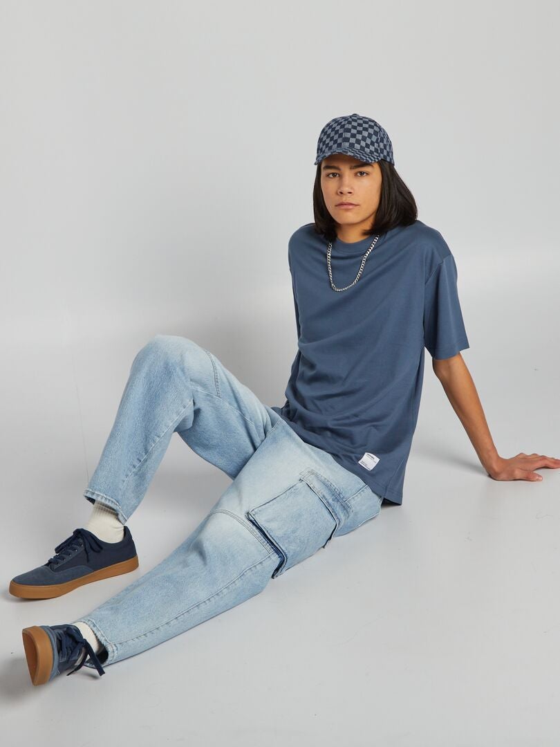 Jersey gebreid T-shirt - BLAUW