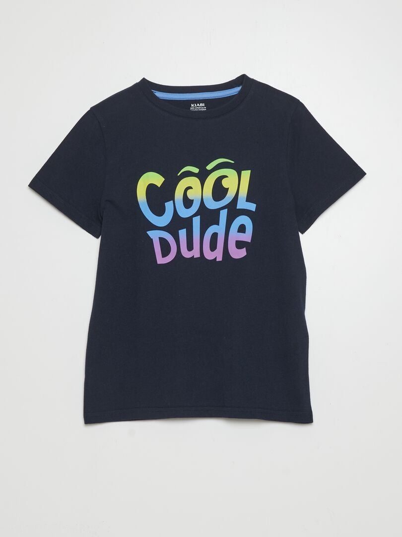 Camiseta de manga curta e gola redonda - AZUL