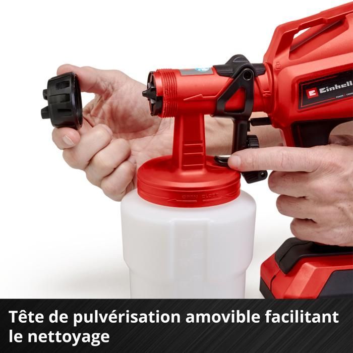 Einhell Pistolet à peinture sans fil TC-SY 18/60 Li Solo - PXC (18V, réservoir 100mL) Livré sans Batterie ni Chargeur