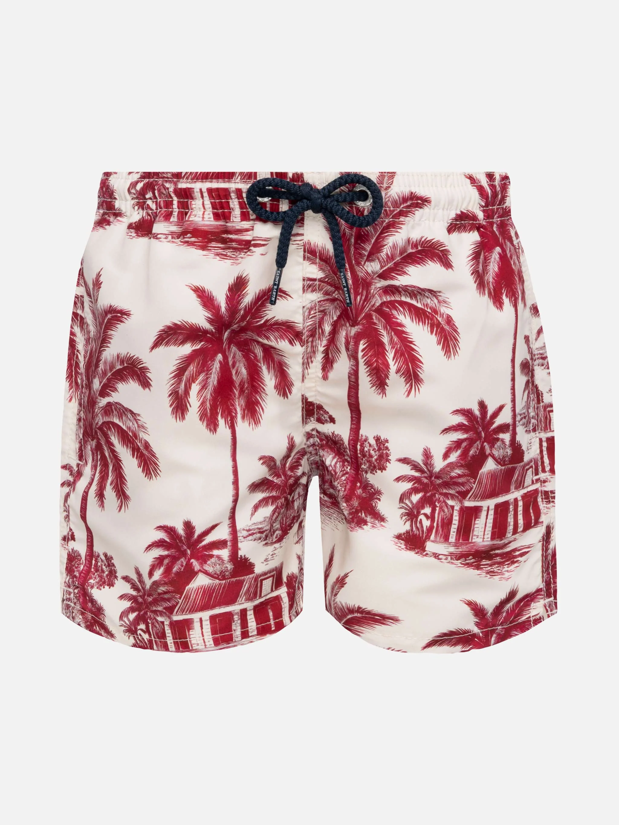 Middellange jeansbadpak met toile de jouy-print | AI CO-CRE