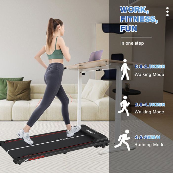 Tapis roulant WP6 per camminata/corsa, motore da 440 W, velocità da 1,0 a 6,0 km/h, dimensioni del nastro 1228*490*121 mm, nero con dettagli rossi