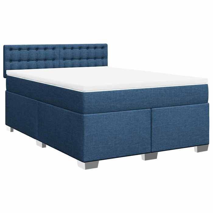 Struttura letto con materasso - Maison Exclusive - 140x190 cm - Tessuto blu - Massimo relax