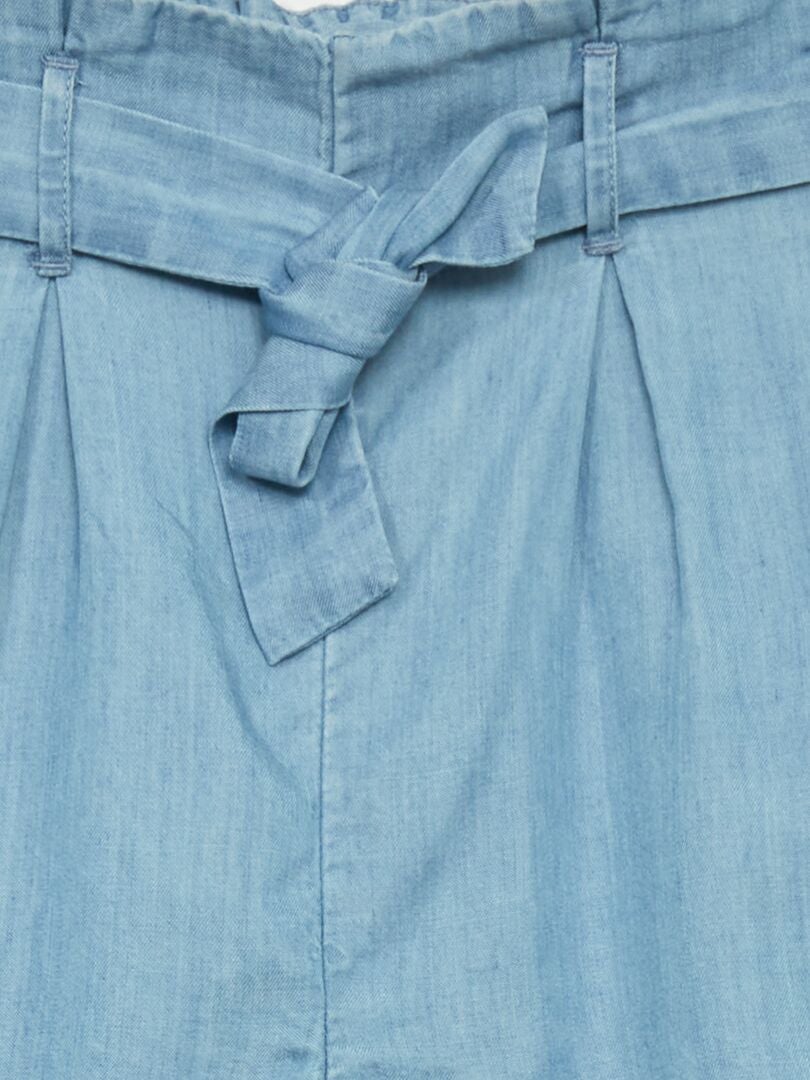 Korte broek in paperbag-stijl - blauw