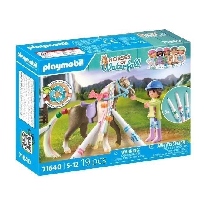 PLAYMOBIL 71640 Horsewoman with coloring horse mane, Horses of Waterfall, 19 pieces, Ages 5+