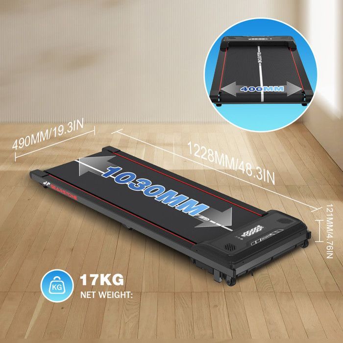 Tapis roulant WP6 per camminata/corsa, motore da 440 W, velocità da 1,0 a 6,0 km/h, dimensioni del nastro 1228*490*121 mm, nero con dettagli rossi