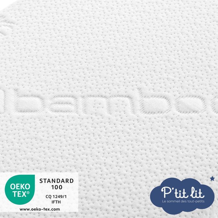 P'tit Lit - Bamboe wiegmatras - 72x32 cm - Zachte en zijdezachte viscose - Omkeerbaar - Ideaal voor kinderwagens, wiegjes en ledikanten