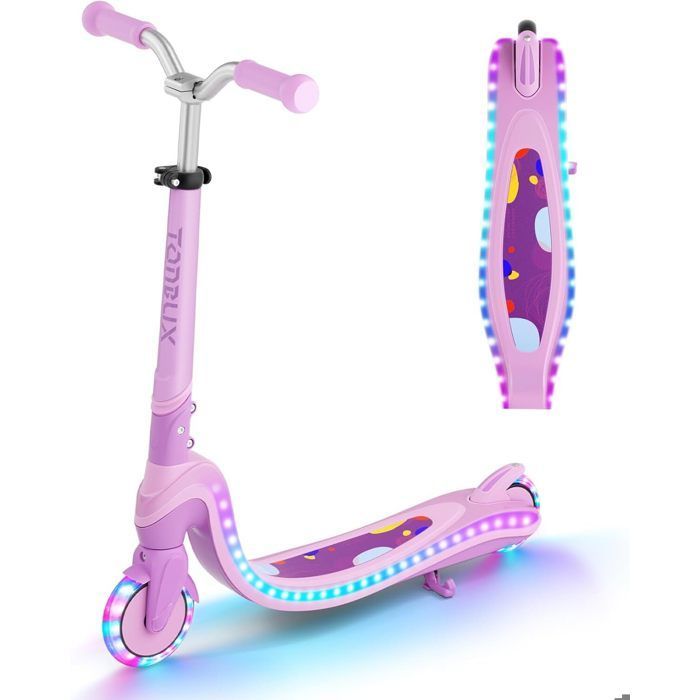 Kinderstep - TONBUX - Roze/Paars - Verstelbare hoogte - Polyurethaan wielen - LED-verlichting