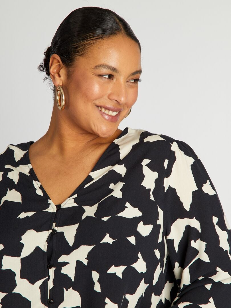 Blouse met patroon - ZWART