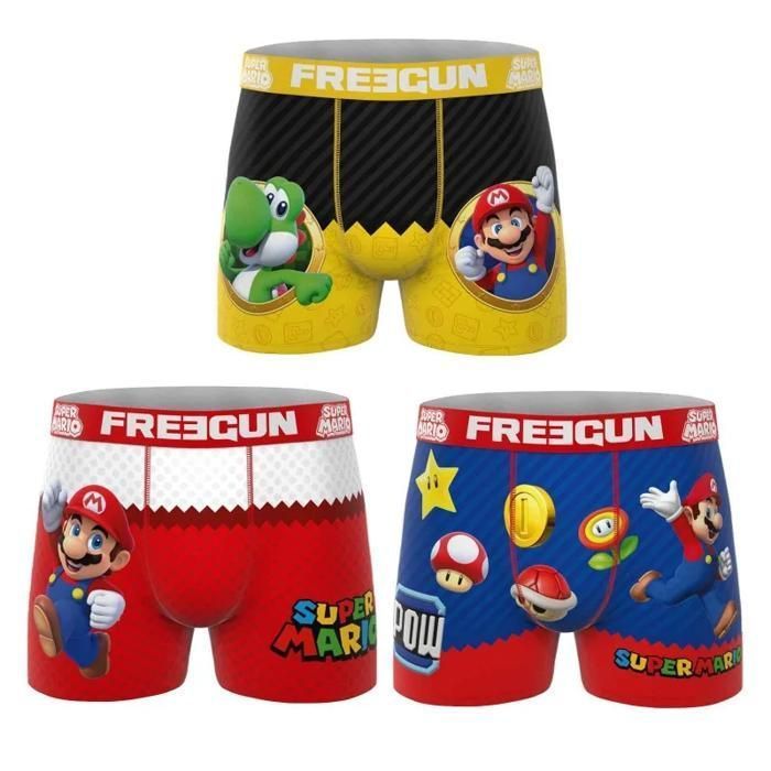 FREEGUN Lot de 3 Boxers Homme Super Mario Bros 9
