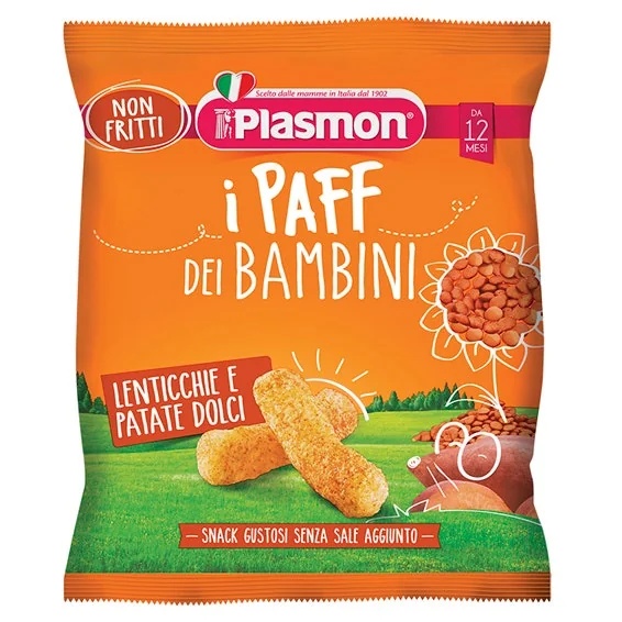 PLASMON Plasmon Paff Lentilles et Patates Douces 15g Snacks Non Frits