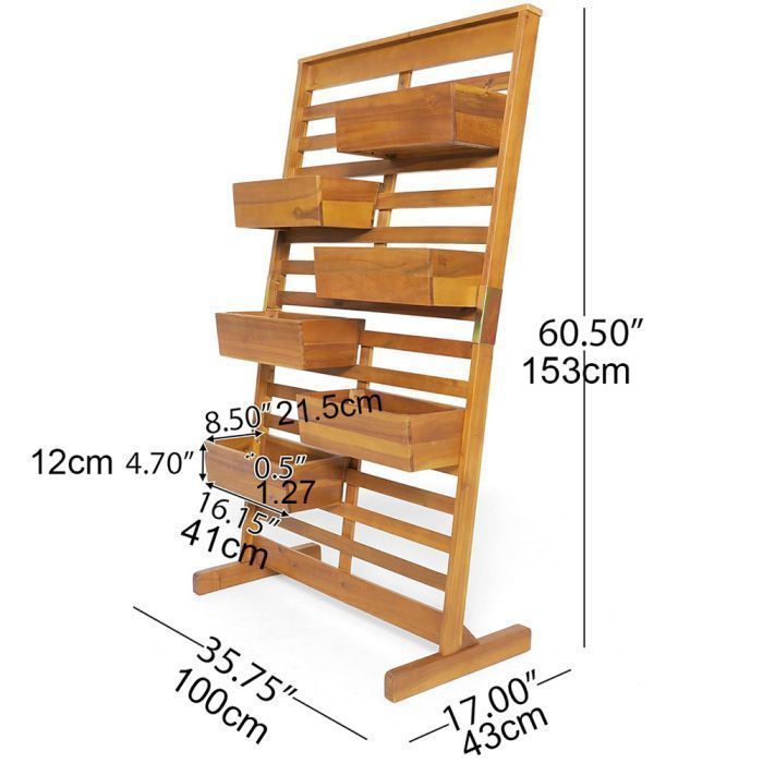 Verhoogd tuinbed met 3 niveaus - Divit PB3 - Bruin hout - 100x43x153 cm - Verhoogde moestuin