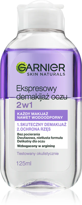 Água Micelar 3 em 1 Garnier Skin Naturals, um removedor de maquiagem para olhos 2 em 1 que fortalece a pele.