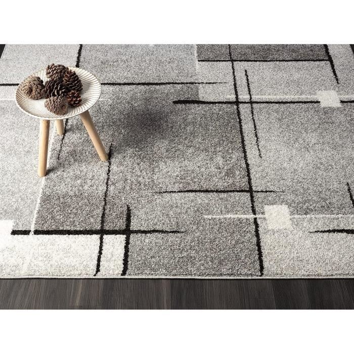 Alfombra para salón - The Carpet PEARL - Gris - 160x220 - Diseño geométrico moderno
