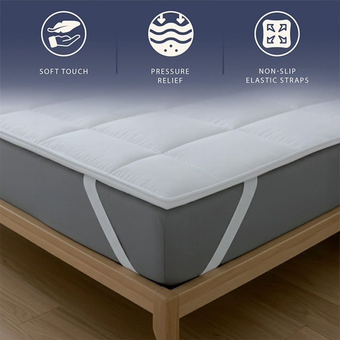 The White Stone Mattress Topper 140x190 cm, Padded with 500 g/m² Wadding | Breathable Microfiber Cover with Elasticated Corners