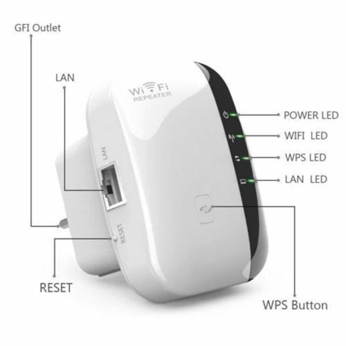 Amplificateur WiFi Repeteur Booster de signal sans fil WiFi extender 300M WLAN 802.11n-g-b QUI16314