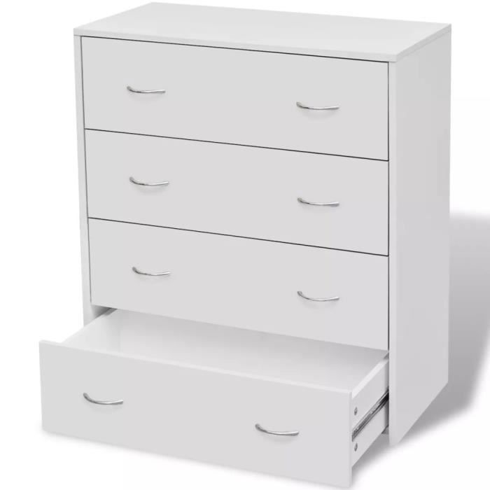 Buffet bas scandinave - Blanc - 4 tiroirs coulissants - 60 x 30,5 x 71 cm