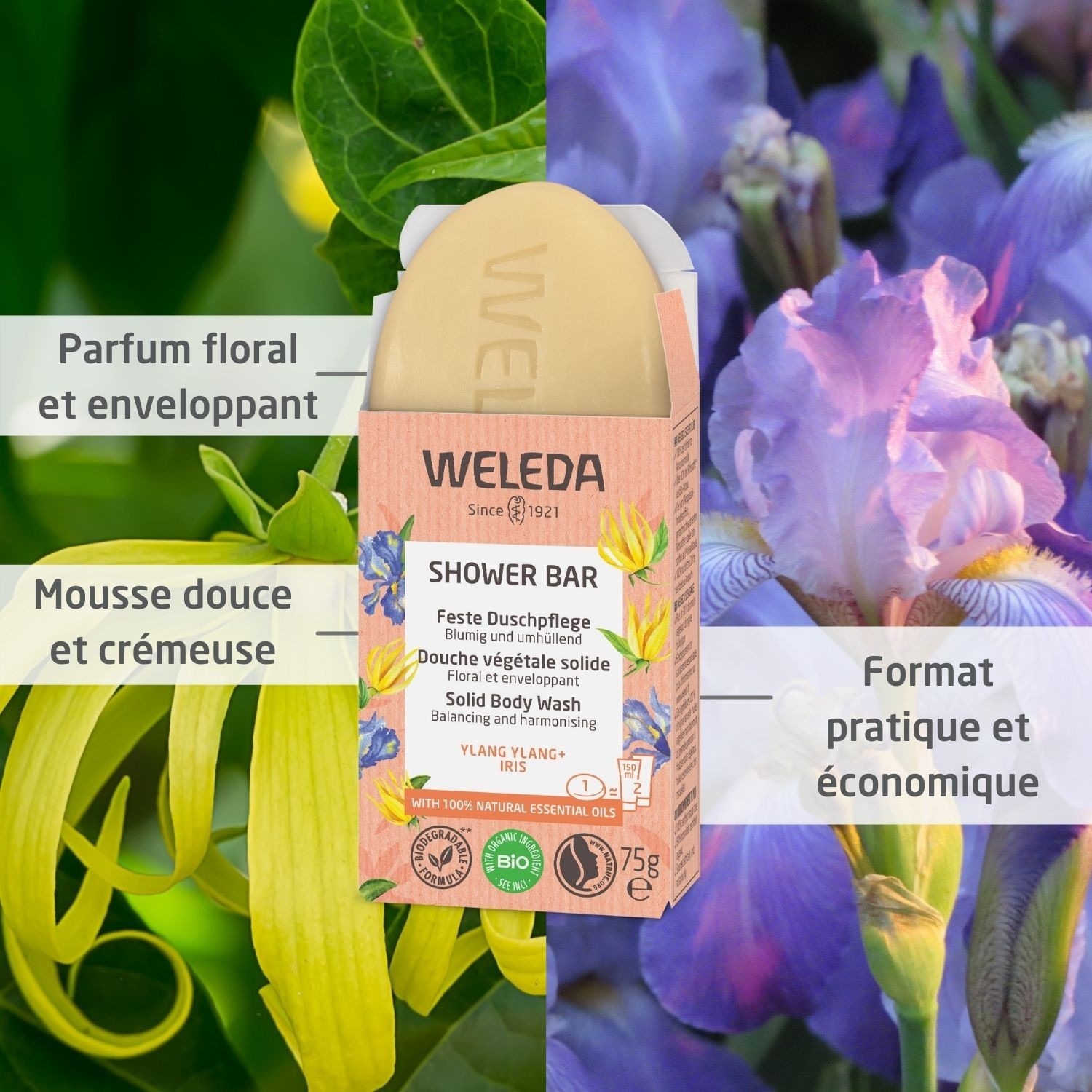 Weleda Douche végétale solide YLANG YLANG + IRIS - 75 gr