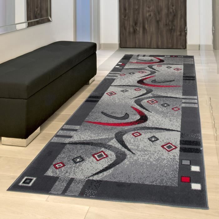 Tappeto passatoia a pelo corto TAPISO DREAM per corridoio, grigio e rosso screziato, in polipropilene, per interni, 120x300 cm