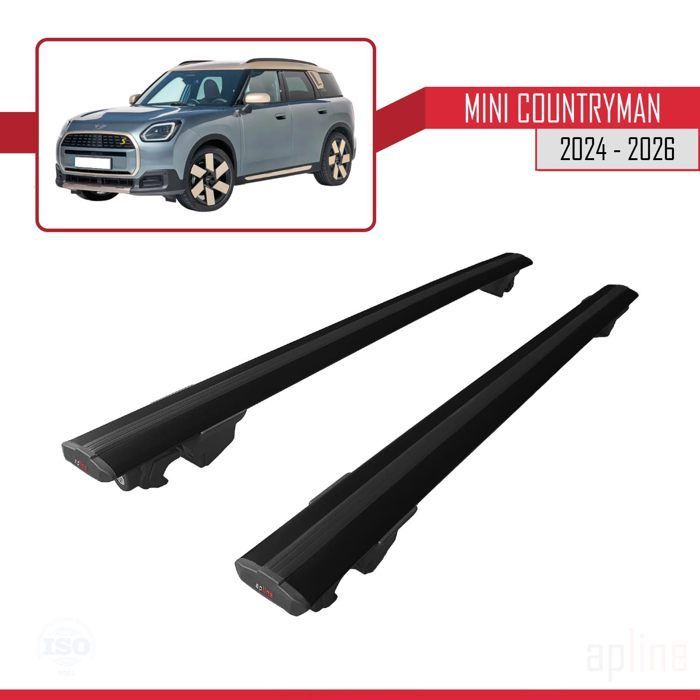 Barras de techo HOOK compatibles con Mini Countryman 2024-2026, portaequipajes de aluminio negro, 2 barras.