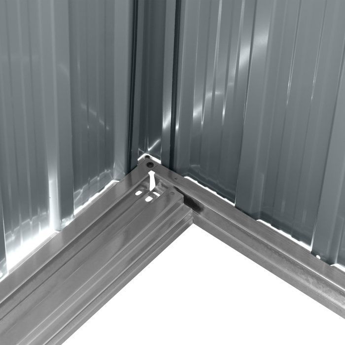 Abri de jardin en métal 4,61 m² - 238 x 193 x 202 cm - SOLER - Kit d'ancrage inclus, 2 portes coulissantes - Gris