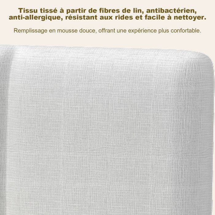 Cadre de Lit Double 140x190 CM, Sommier Lattes Bois + Tête Rembourrée - Premium - Silencieux, Élégant Moderne pour Chambre Adulte