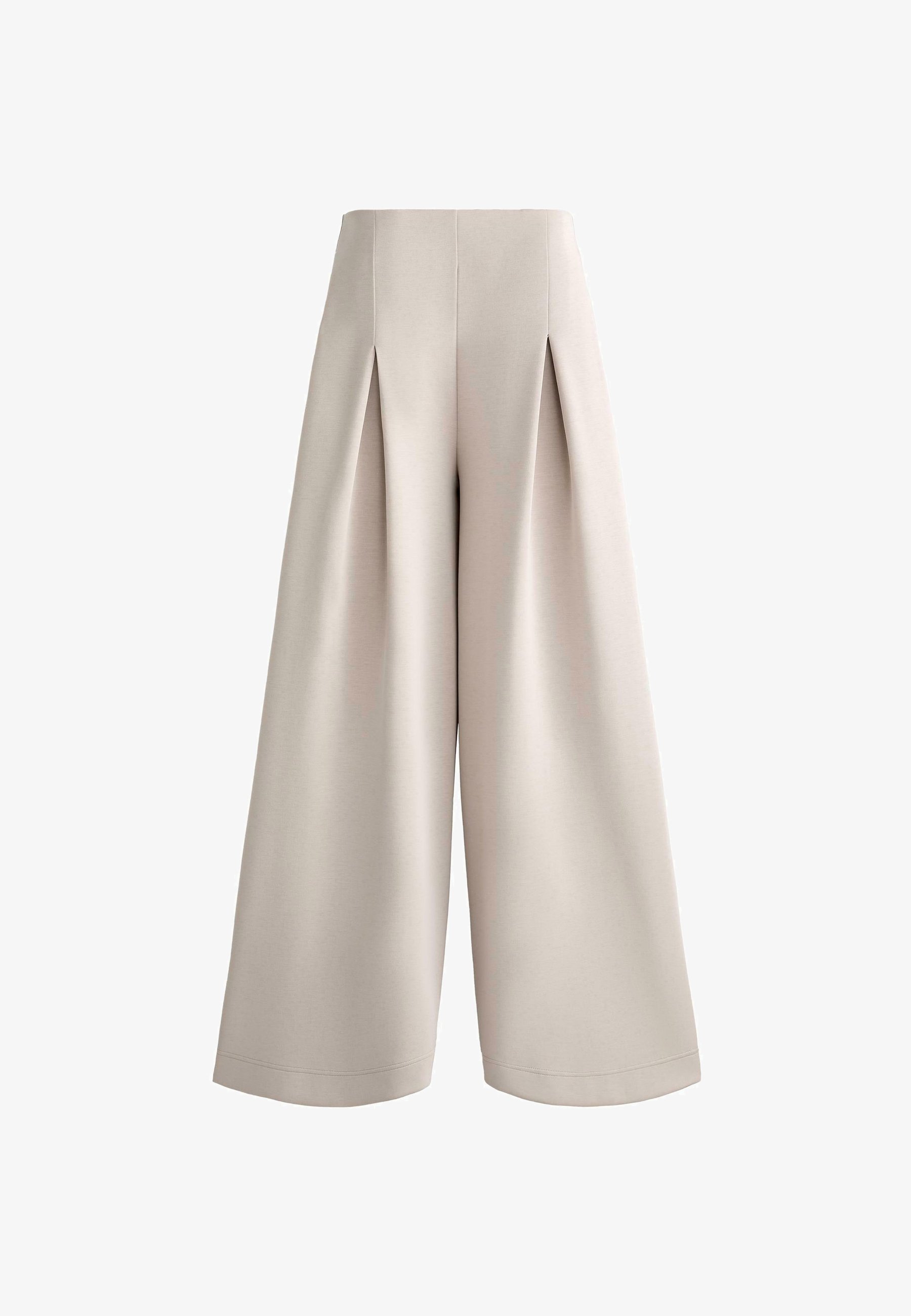 OYSHO SOFT-TOUCH WIDE-LEG PLEATED - Broek - gemêleerd beige