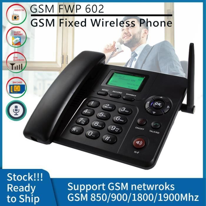 Téléphone fixe GSM - ANTCOOL - Double carte SIM + TF - Noir - Mains libres