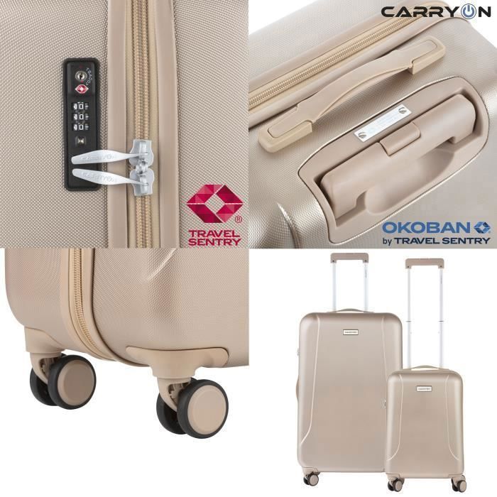 Valigia media 68 cm TSA - CarryOn Skyhopper Beige - Valigia rigida espandibile da 65 litri