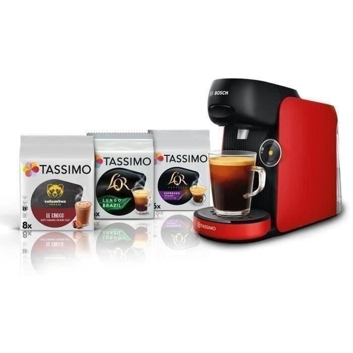 Cafetera + 3 paquetes de cápsulas T-disc - BOSCH - TASSIMO FINESSE TAS163E - 1400 W - 0,7 L - Multibebida - IntensityBoost - Negra