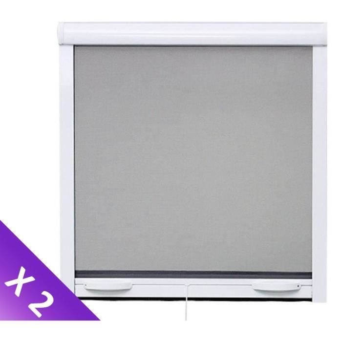 Set di 2 zanzariere per finestre, L125 x H145 cm, in alluminio laccato bianco - Tagliabili su misura in larghezza e altezza.