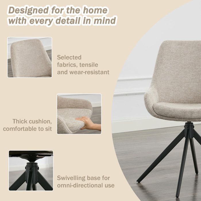 DYHOME lot de 6 chaises salle a manger, chaise de salle à manger pivotante, chaise de salle à manger sans accoudoirs,  gris
