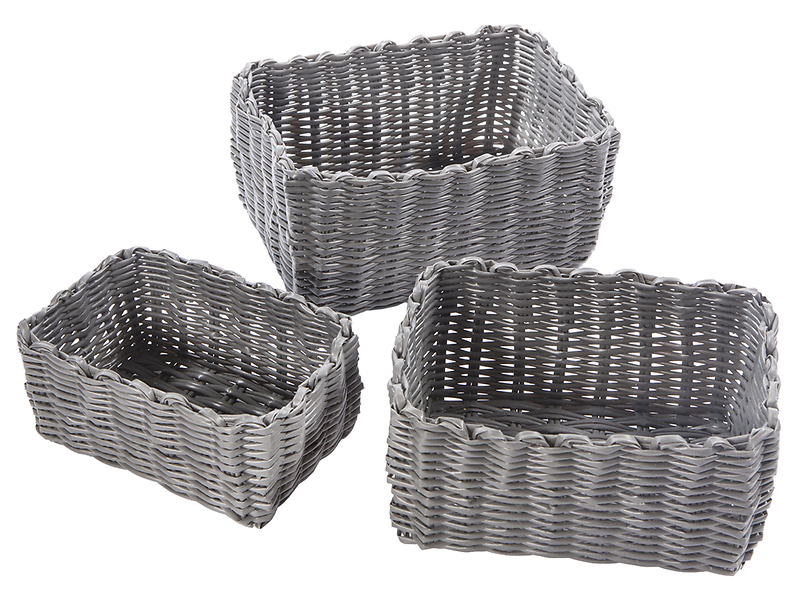 Komplet plastikowych koszyków 3 szt. szare