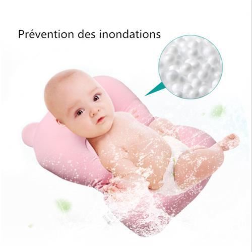Tapis de Bain Antiderapant Bebe Douche - Coussin de Bain Bebe Flottant de Support - Rose