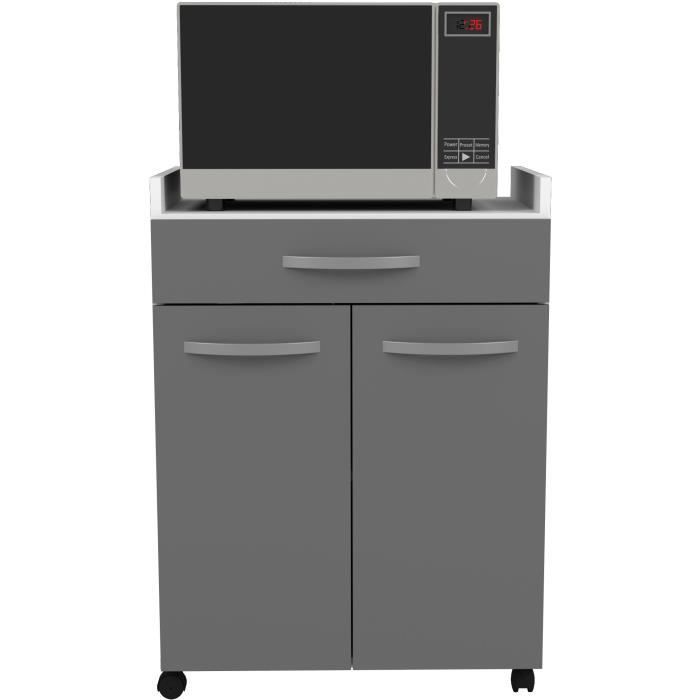 OSLO Serving Cart, 60 cm - 1 Drawer and 1 Door - W 60 x D 44 x H 81 cm - Glossy Grey - EKIPA