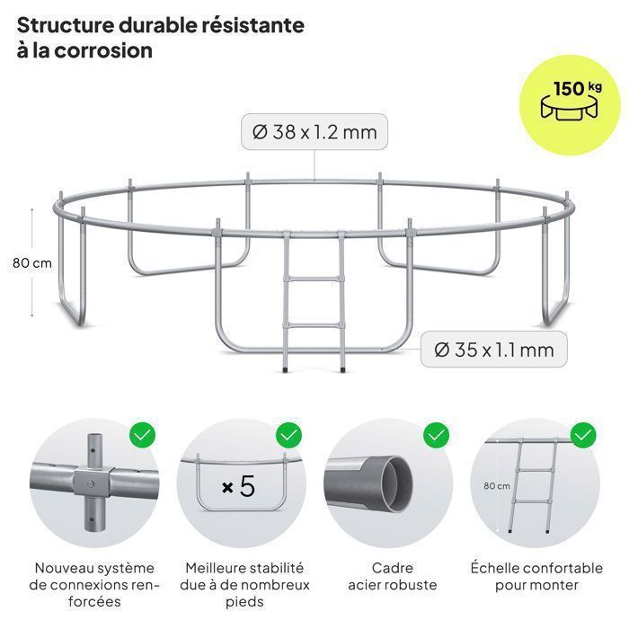 Zipro Jump Pro garden trampoline with safety net, shoe net and ladder, 14FT (435 cm)