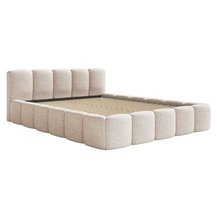 Cama tapizada – Cloudy Low – 180x200 cm – beige claro – chenilla hidrófoba