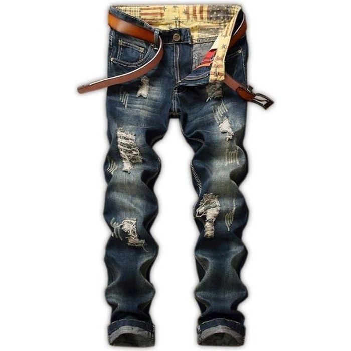 Jeans da uomo - INSFITY - Decolorati/Abrasioni/Strappi - Vestibilità regolare - Cotone