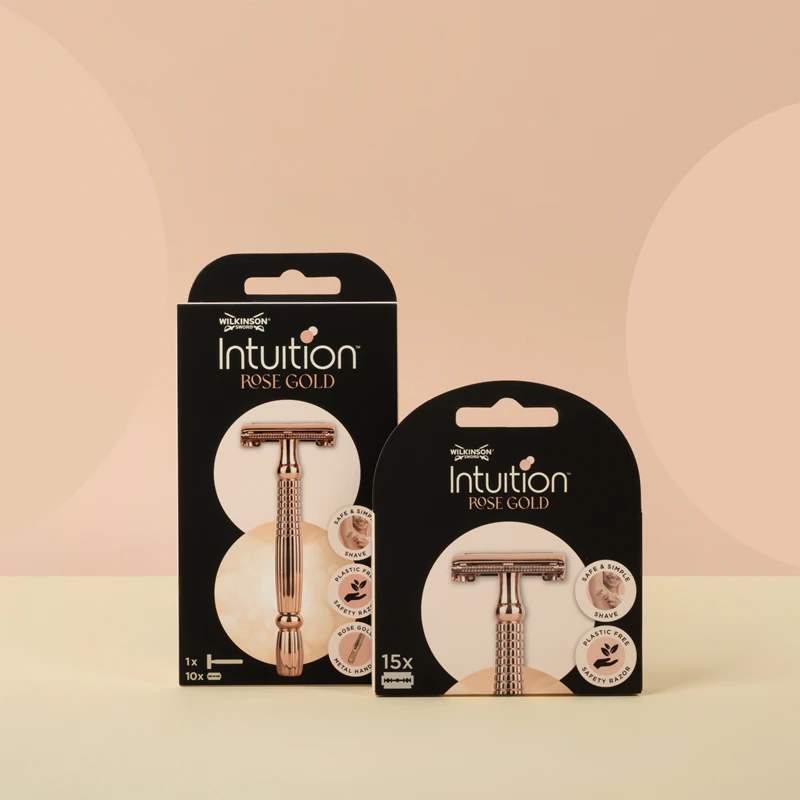 Espada Wilkinson Intuition com Lâminas em Ouro Rosa - Lâminas Sobressalentes