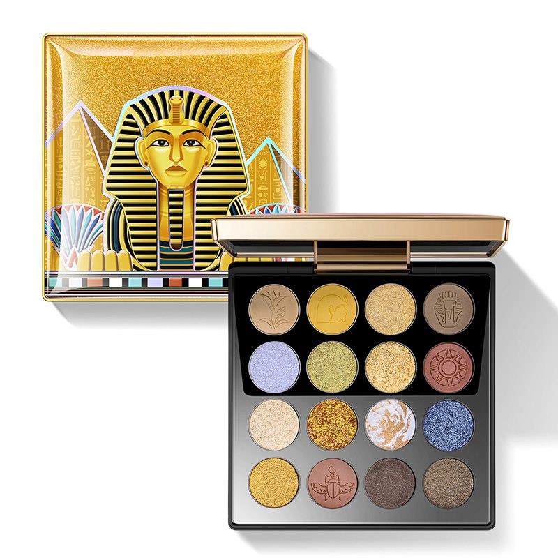 Palette de fards à paupières haute pigmentation, pailletée, nacrée, mate, inspirée du British Museum et de l'Égypte enchanteresse (16 teintes)
