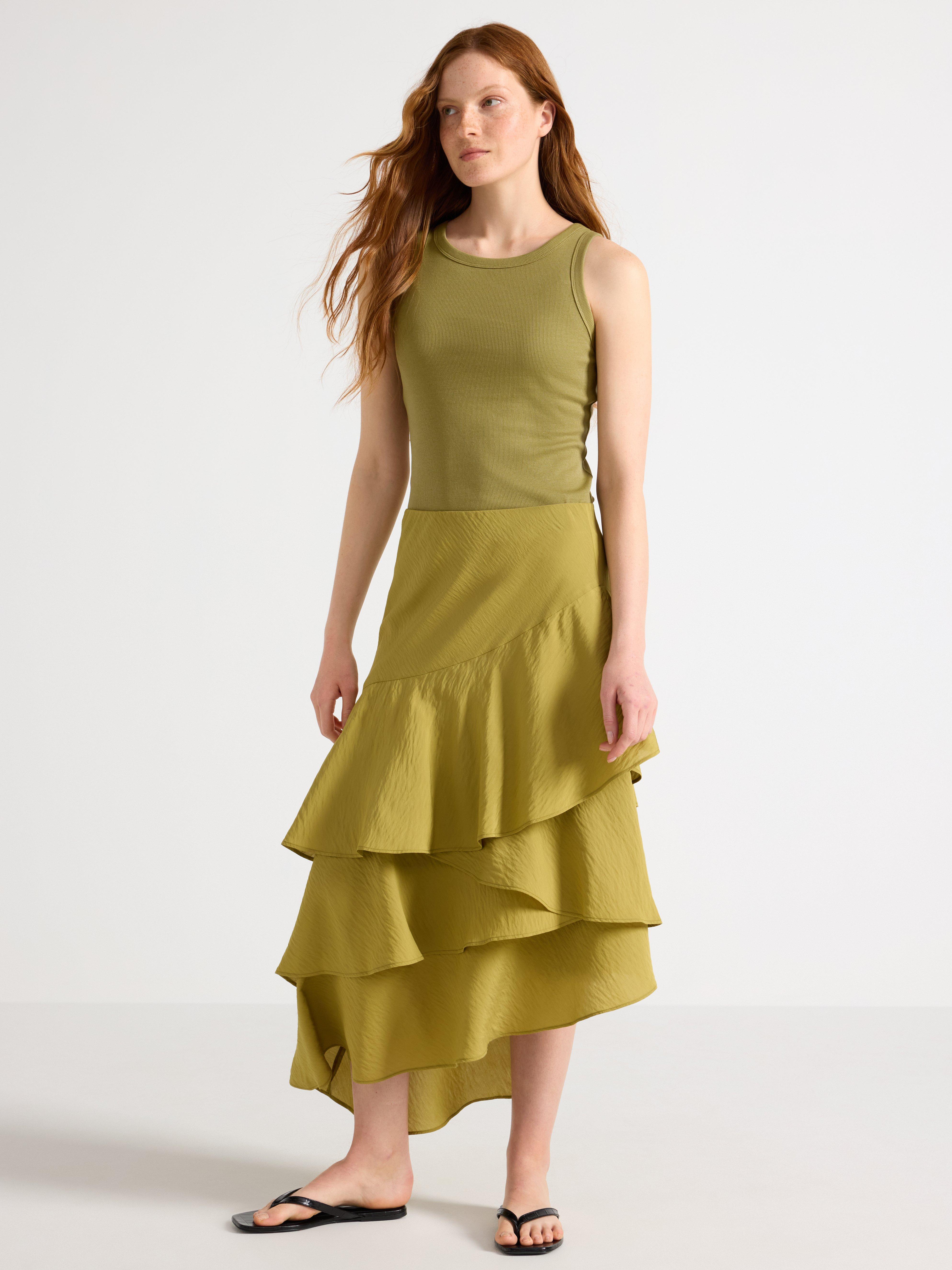 Lino Ribbat Verde Polvoriento