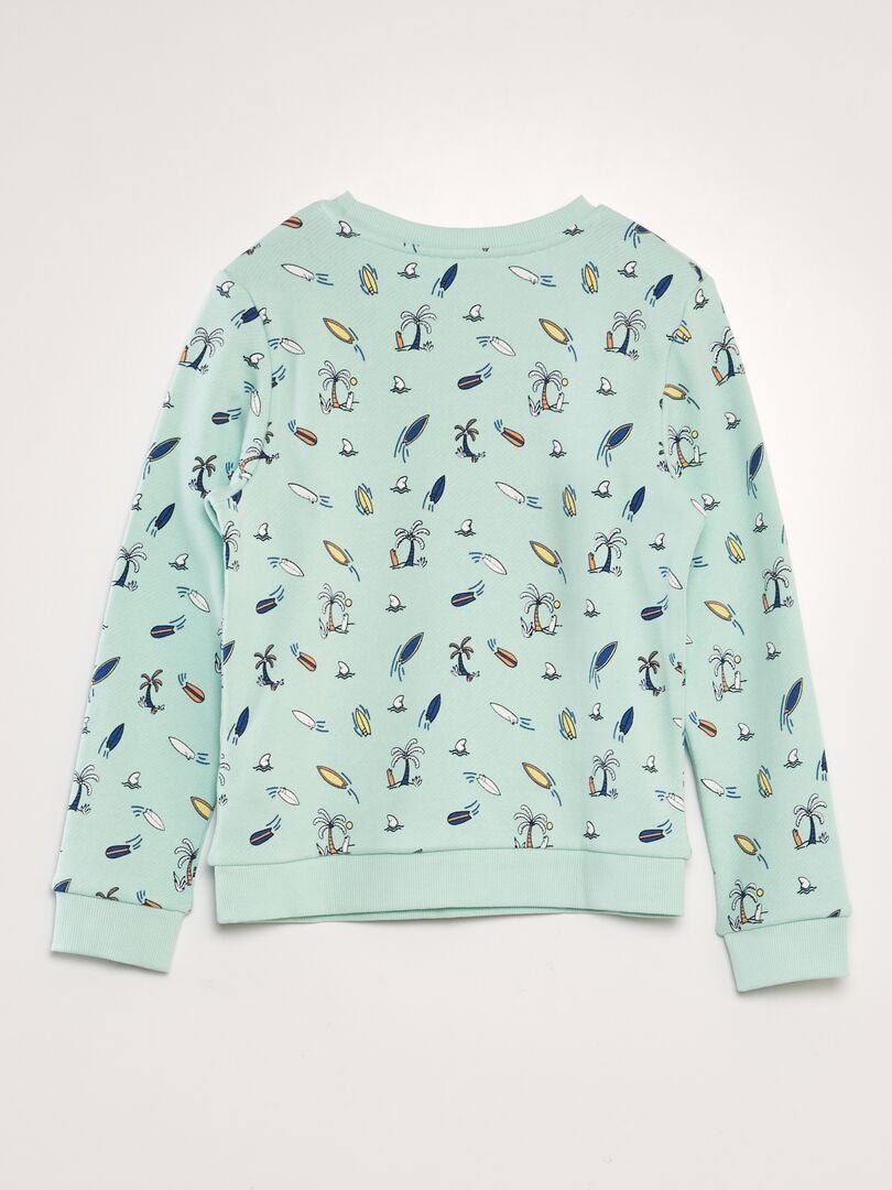 Bedrukte French Terry-sweatshirt - BLAUW