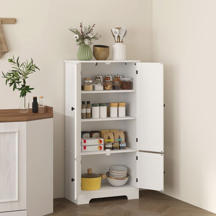Kitchen cabinet - HOMCOM - adjustable cupboards and shelves - 58.2 x 30 x 123 cm - white
