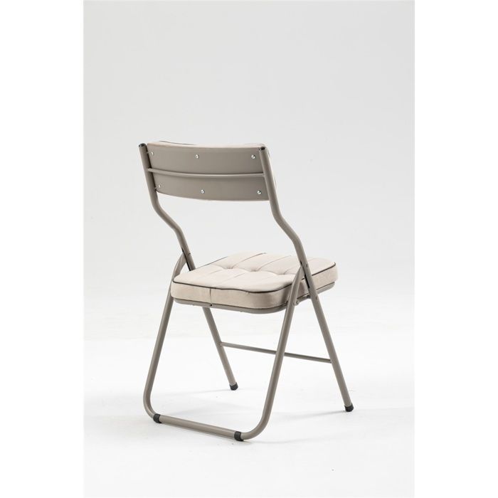 Chaise Lot de 2 chaises pliantes avec coussin kaki - Portable pour salle à manger, cuisine, bureau, fête, mariage